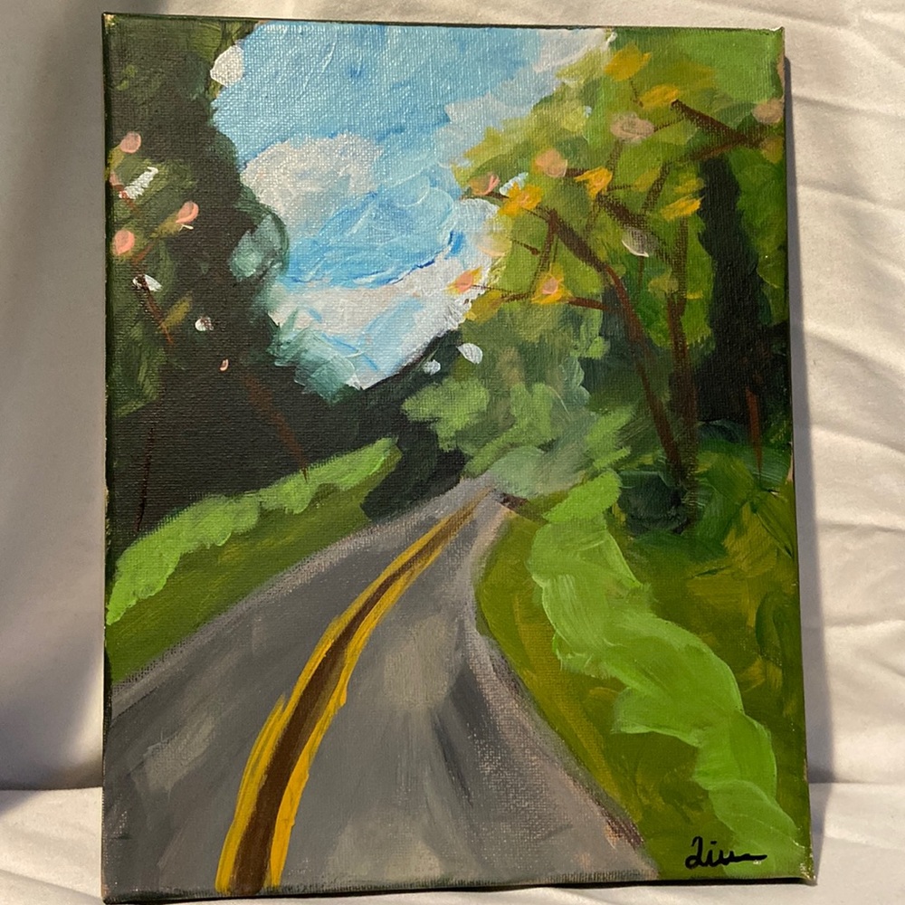 Forest road painting